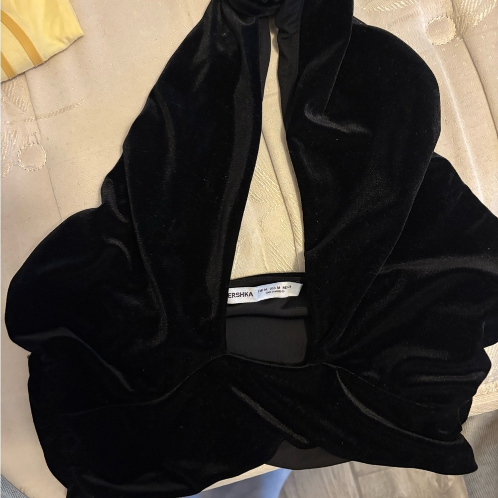 Bershka Black Velvet Top